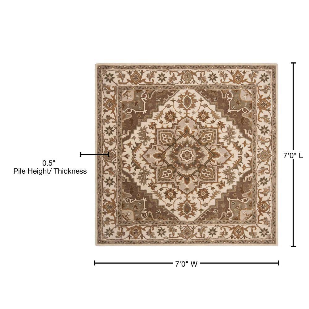 Handmade Tufted Elegance Brown Wool 7' Square Area Rug