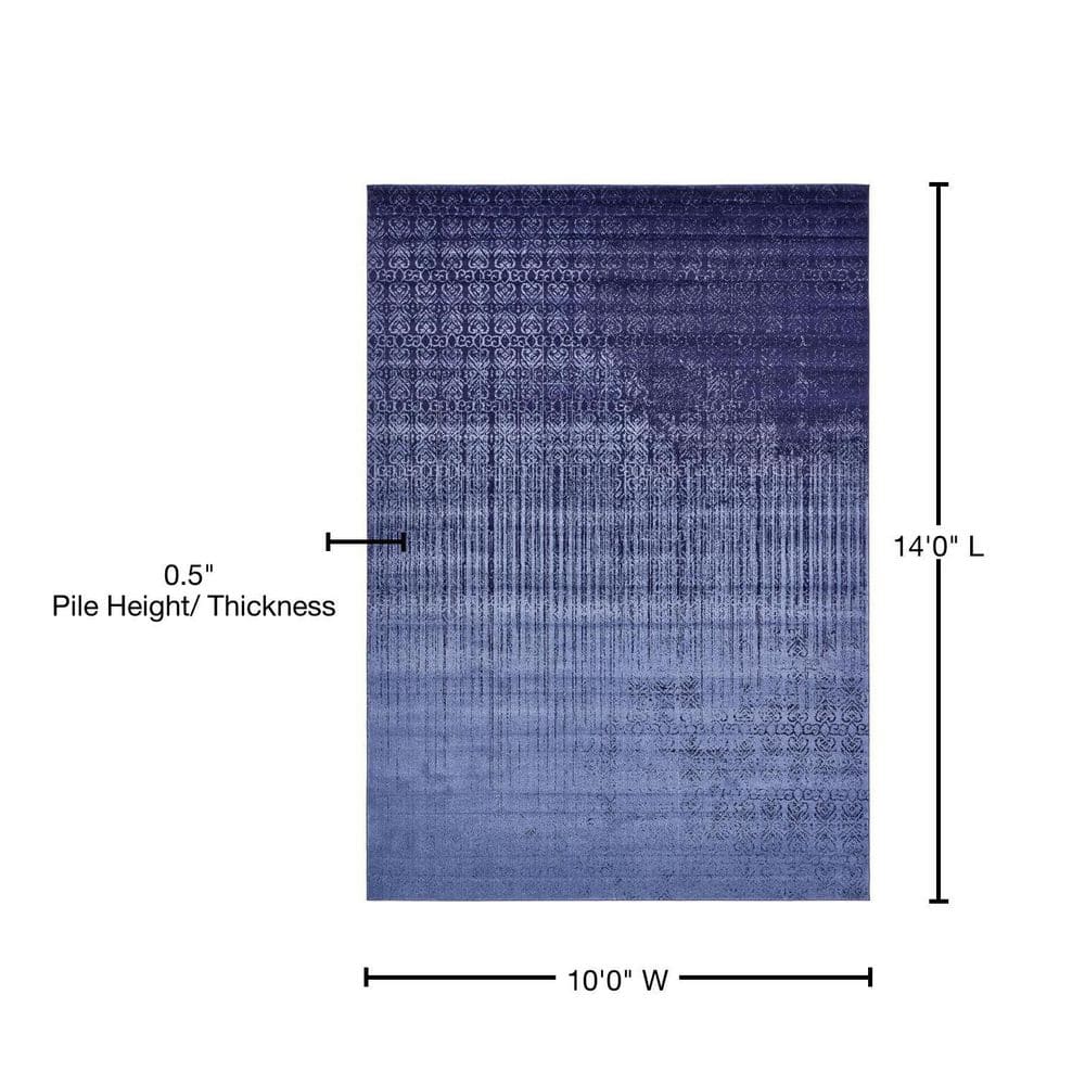 Reversible Tufted Blue Spot 10' x 14' Easy Care Rug