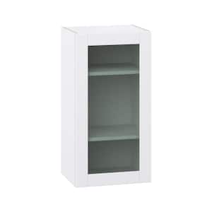 Bright White Shaker Assembled Wall Kitchen Cabinet with Glass Door (18 in. W x 35 in. H x 14 in. D)