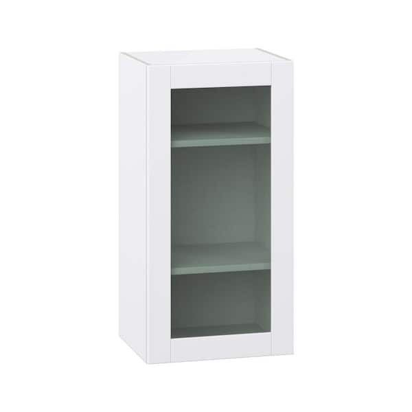 18 in. W x 14 in. D x 35 in. H Assembled Glass Door Wall Kitchen Cabinet in Bright White