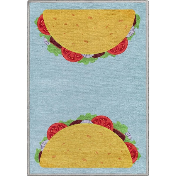 Apollo Taco Modern Printed Multi Blue 2 ft. x 3 ft. Area Rug