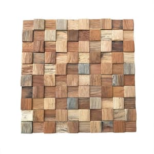 11-7/8 in. x 11-7/8 in. x 1/2 in. Ancient Boat Wood Mosaic Wall Tile Natural (11-Pack)