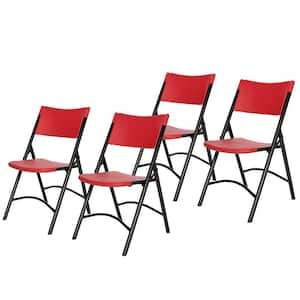 Gwyneth Collection Plastic Resin Card Table Folding Chair, Red, Pack of 4