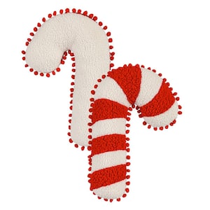 12 in. x 19 in. Candy Cane Shaped Polyester Throw Pillow