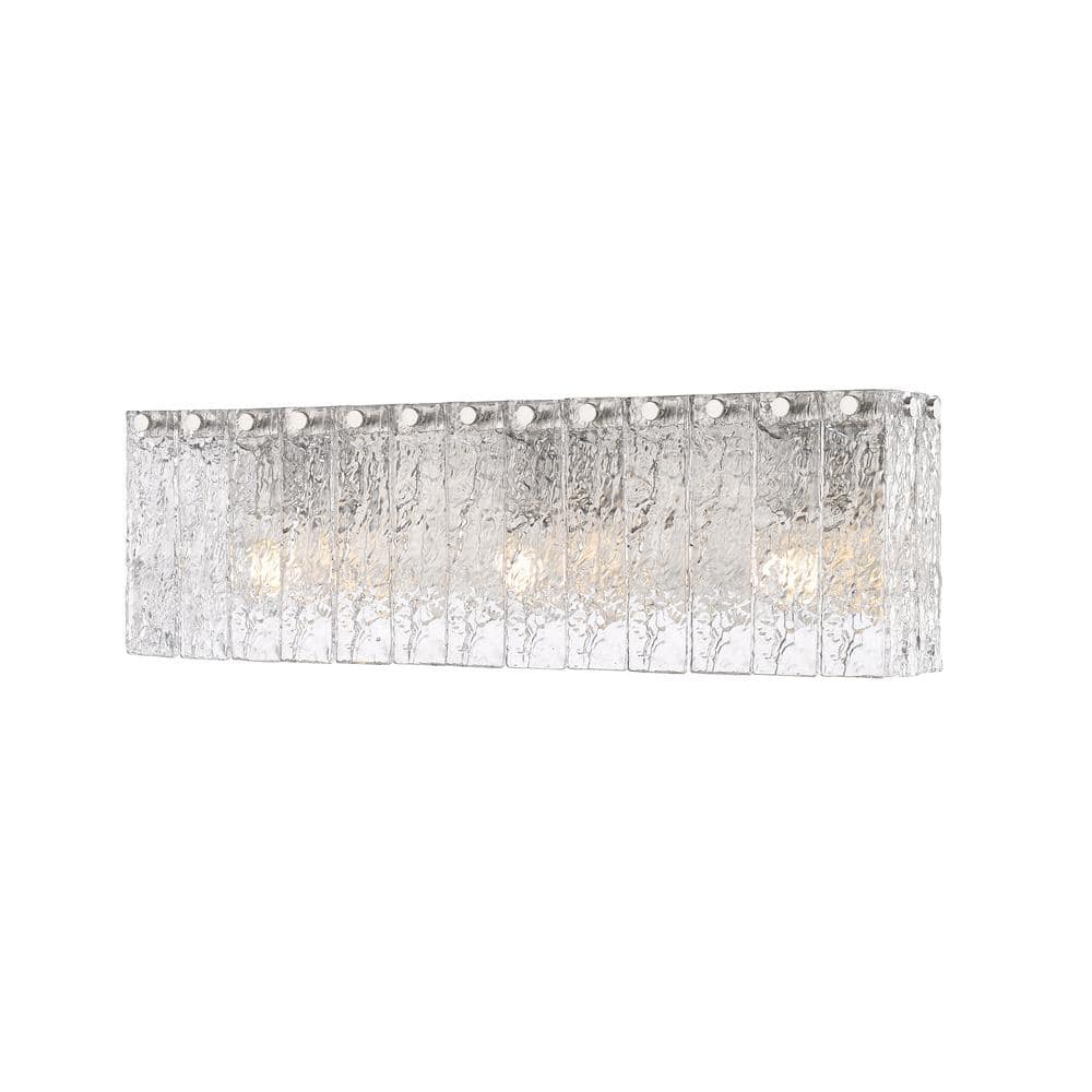 Glacier 24 in. 3 Light Brushed Nickel Vanity Light with Clear Glass Shades
