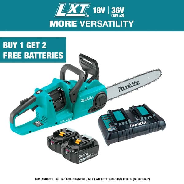 LXT 14 in. 18V X2 (36V) Lithium-Ion Brushless Battery Rear Handle Chain Saw Kit w/ (2) Batteries 5.0Ah, Charger