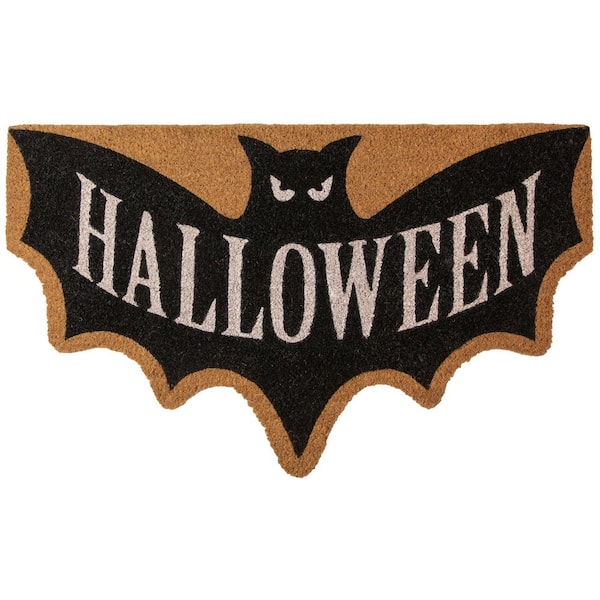 Brown Natural Coir Halloween Bat Shaped Doormat 18 in. x 30 in.