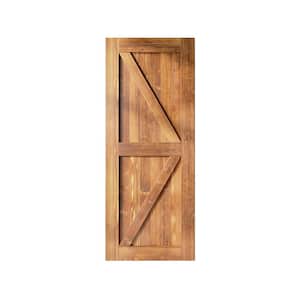 38 in. x 84 in. K-Frame Early American Solid Natural Pine Wood Panel Interior Sliding Barn Door Slab with Frame