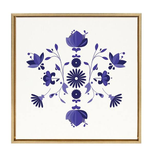 Kate and Laurel Sylvie "Bohemian Blueby Alja Horvat Framed Canvas Wall Art 24 in. x 24 in.
