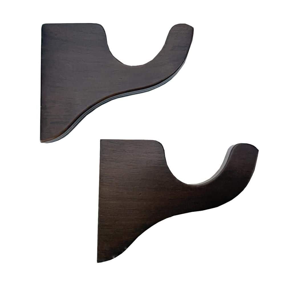 Mix and Match English Walnut Wood Single 5.25 in. Projection Curtain Rod Bracket (Set of 2 for 2 in. Dia Rod)