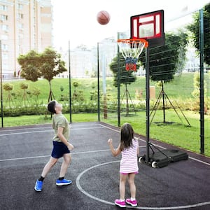 Kids Basketball Hoop Portable Backboard System with Adjustable Height Ball Storage