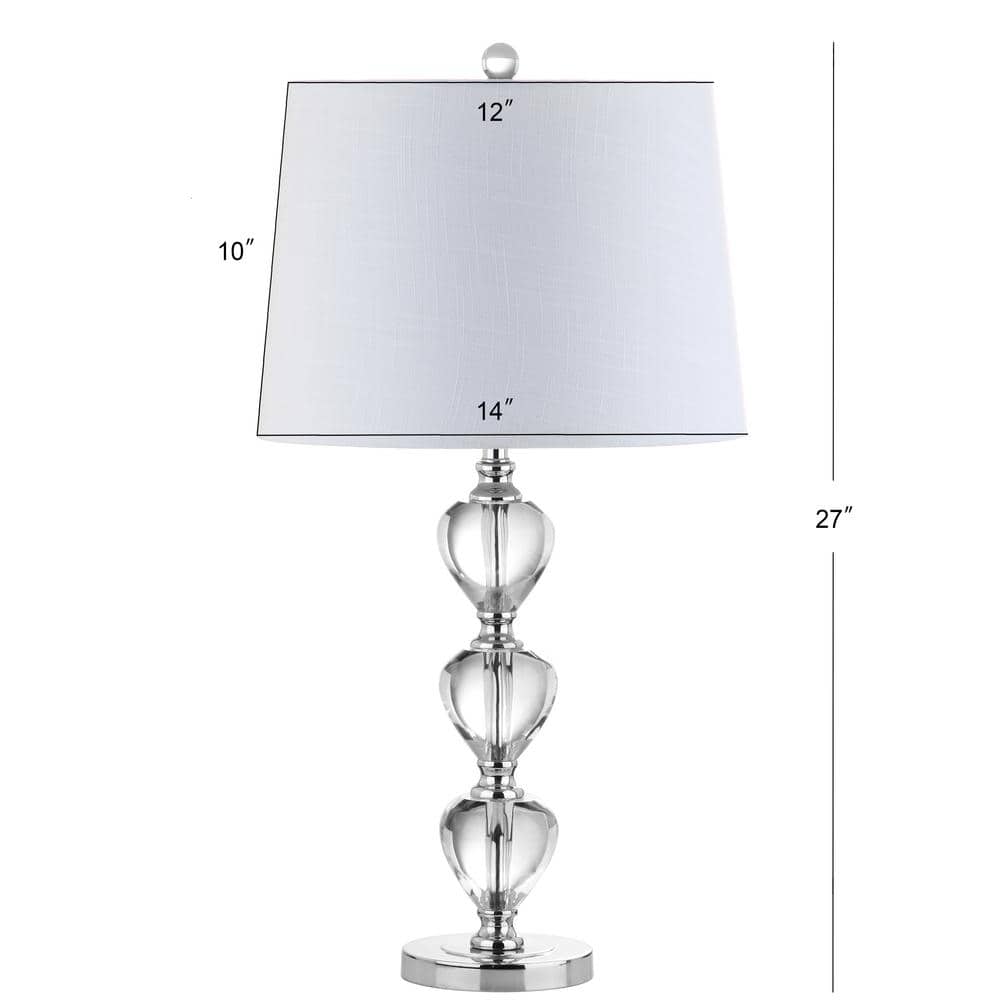 Clear Crystal and Steel 27" LED Table Lamp with Cotton Shade