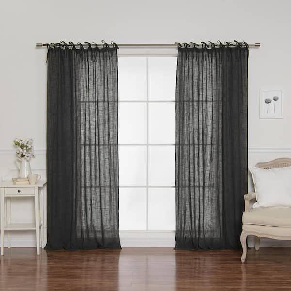 Best Home Fashion Dark Grey Solid Tie Top Room Darkening Curtain - 52 ...