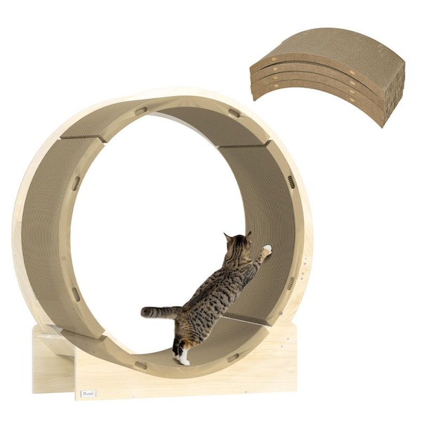 Tatayosi 4-Pack Cat Scratching Board, Reversible Cat Scratching Post Replacement for Cat Wheel, Brown