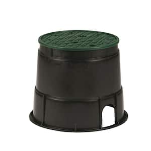 10 in. Round Valve Box and Cover; Black Box, Green Cover