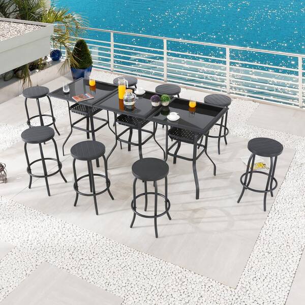 Patio Festival 11-Piece Metal Bar Height Outdoor Dining Set PF18265X3 ...