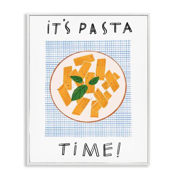 Stupell Industries Pasta Time Phrase by Marina Astudillo White Framed Food Giclee Art Print 20 in. x 16 in.