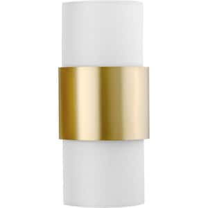 Silva Collection 2-Light Brushed Bronze White Linen Shade Wall Sconce