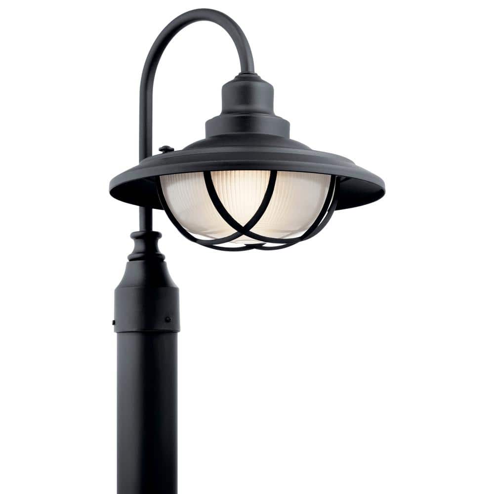 Harvest Ridge Black Aluminum Outdoor Post Light with White Shade