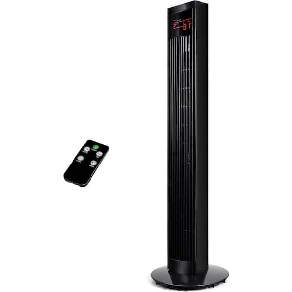 cadeninc 48 in. Tower Fan Black Oscillating with Remote Control and Large LED Display, Great for Indoor, Bedroom and Home Office