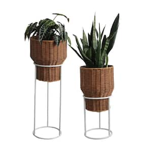 Eden Grace Multi-purpose Planters with Removable Stand, Set of 2 Storage Baskets for Plants, Flowers and Toys