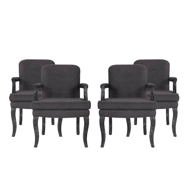 Noble House Ardson Gray Fabric Dining Arm Chairs (Set of 4)