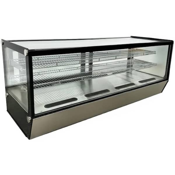 60 in. W 9.4 cu. ft. Commercial NSF Black Countertop Refrigerated Case EW268 in Stainless Steel