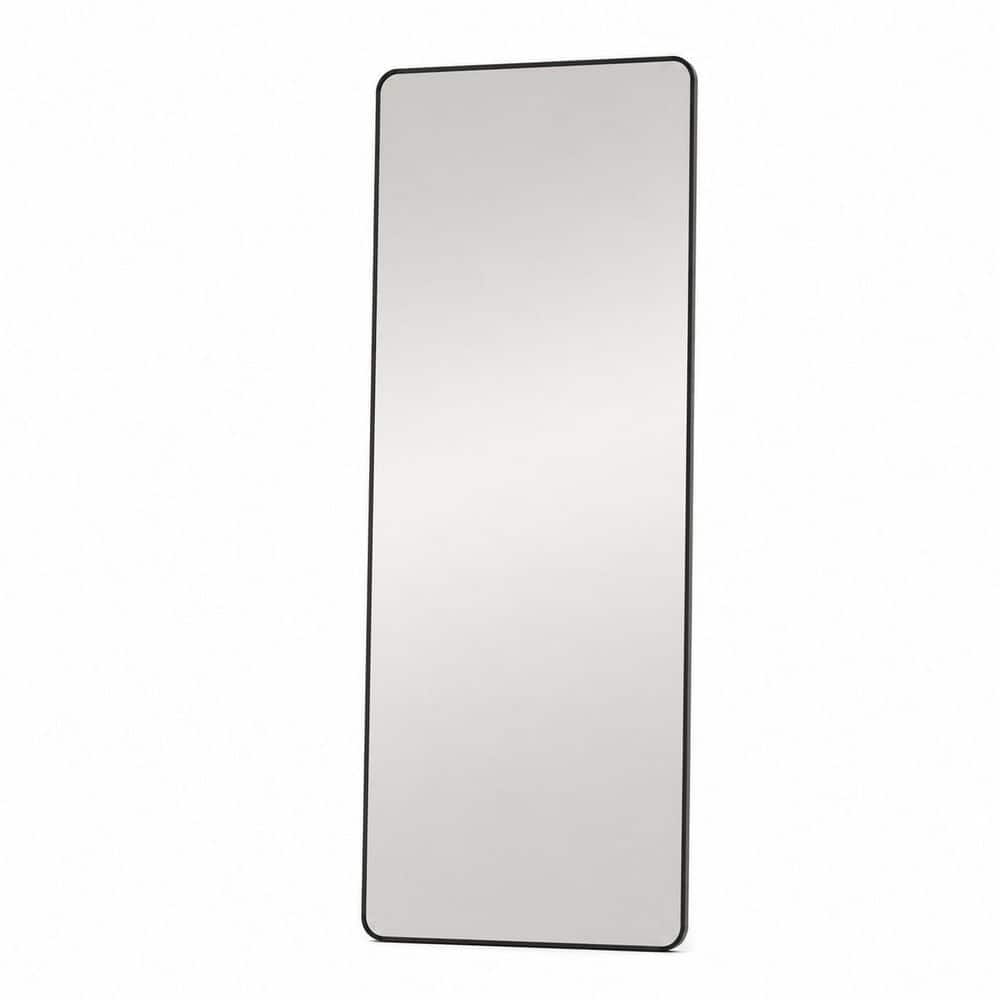 66 in. H x 23 in. W Round Corner Full Length Floor Mirror with Stand in Matte Black, Freestanding price history on PriceWatchPro