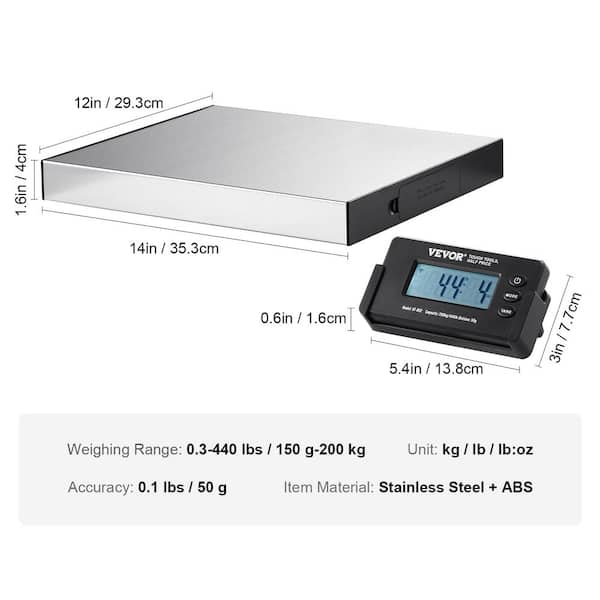 FMP 400 lb Stainless Steel Portable Digital Receiving Scale - 12W