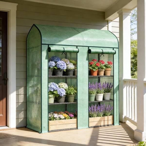 Tenleaf 56.3 in. W x 18.1 in. D x 65 in. H Green Portable Outdoor