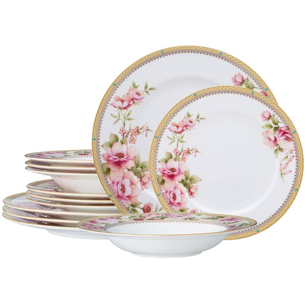 Noritake Hertford (White) Bone China 12-Piece Dinnerware Set, Service for 4  4861-12H - The Home Depot