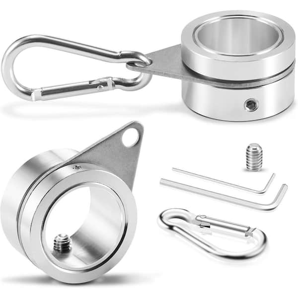 Spinning Flagpole Ring Clips 1 in. Adjustable Aluminum Alloy Steel Anti-Wrap Mounting Rings with Carabiners 2-Pack