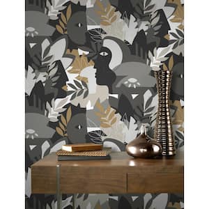 Giacometti Grey Flora and Faces Vinyl Non-Pasted Wallpaper Roll
