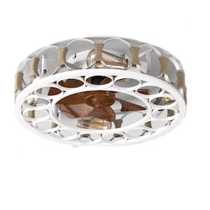 19.7 in. W 4-Lights Indoor White Caged Ceiling Fan w/Light Remote Control Flush Mount Fan for Dining Room, 5 Bulbs, E26