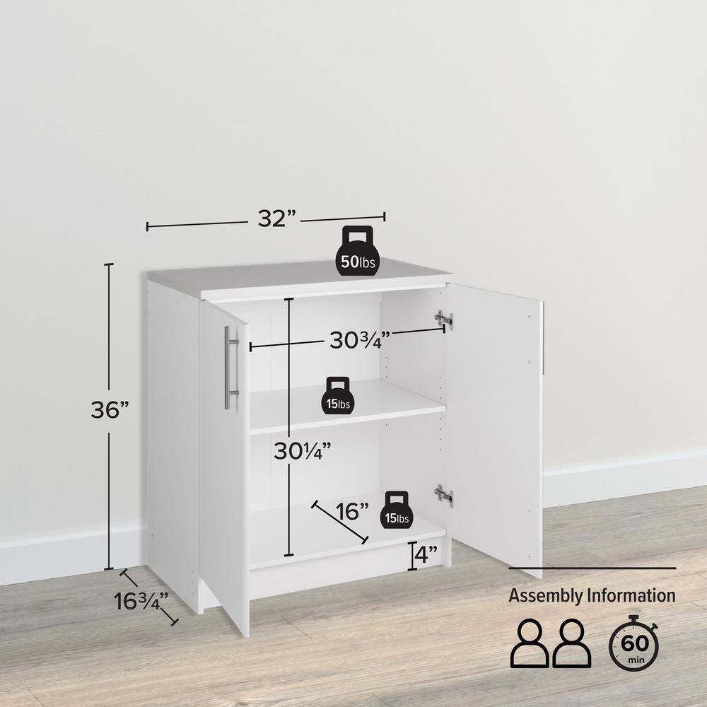 Freestanding White Office Storage Cabinet with Adjustable Shelving