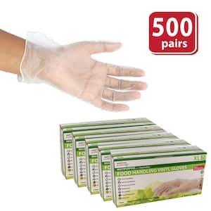 Extra Large, Disposable Vinyl Food Preparation Gloves, Multi-Purpose, Powder and Latex Free, 9.5 in., Clear (500-Pack)