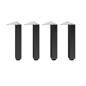 11 3/4 in. (300 mm) Matte Black Metal Square Furniture Leg with Leveling Glide (4-Pack)