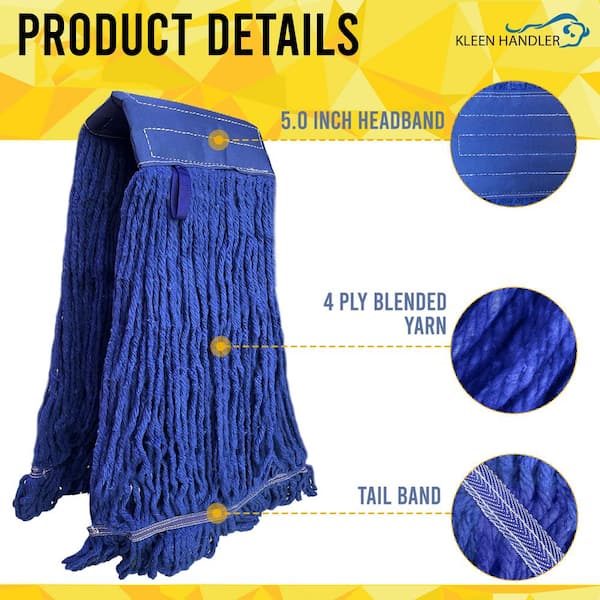 BISON LIFE 5 in. Loop End Commercial String Mop Blended Mop