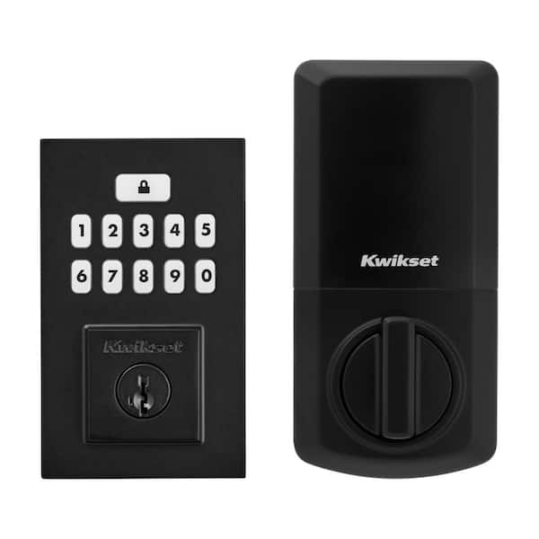 Kwikset SmartCode 260 Contemporary Matte Black Keypad Electronic Deadbolt  Featuring SmartKey Security With Casey Passage Lever 260MB200CL - The Home  Depot