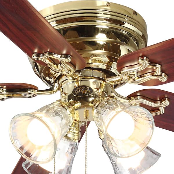 Indoor Led Polished Brass Ceiling Fan