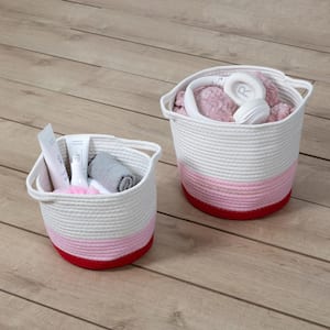 Red Ombre Nesting Cotton Rope Decorative Baskets (Set of 2))