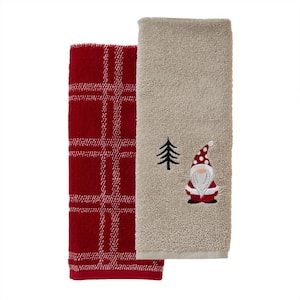 Gnome Holiday 2 Piece Hand Towel Set, dove gray, cotton