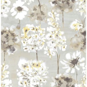 Marilla Yellow Watercolor Floral Yellow Wallpaper Sample