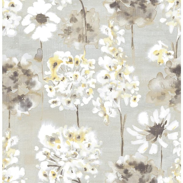 A-Street Prints Marilla Yellow Watercolor Floral Yellow Wallpaper Sample