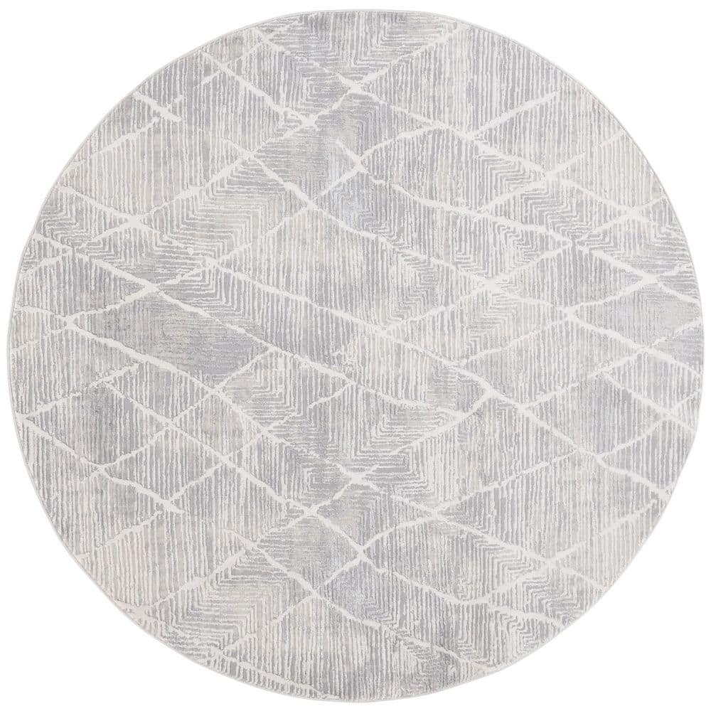 Hanna 7 ft. x 7 ft. Ivory/Light Gray Abstract Diamond Round Area Rug price history on PriceWatchPro