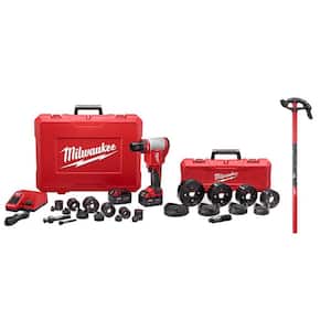 M18 18V Lithium-Ion 1/2 in. to 4 in. Force Logic High Capacity Cordless Knockout Tool Kit w/Conduit Bender  and  Handle