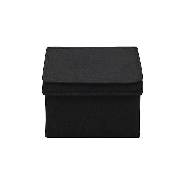 Household Essentials Wide Storage Box with Lid Box, Set of 2 - Black