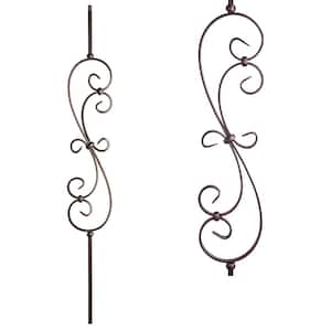 Scrolls 44 in. x 0.5 in. Oil Rubbed Copper Large Spiral Scroll Hollow Wrought Iron Baluster