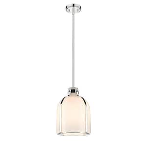 Pearson 9.75 in. 1-Light Polished Nickel Globe Pendant Light with White Opal Glass Shade