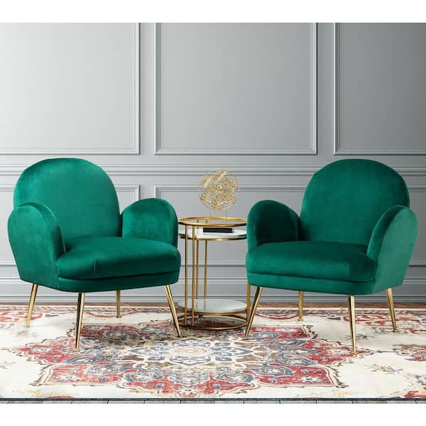 JAYDEN CREATION Mδ nico Contemporary and Classic Green Comfy Accent Arm  Chair with Metal (Set of 2) CHWH0284-GREEN-S2 - The Home Depot